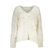 Elegant V-hals sweater med kontrastdetaljer