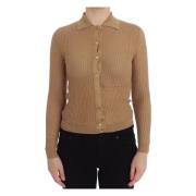 Beige Bomuld Polo Strik Sweater