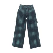 Tie Dye Workwear Wide Jeans