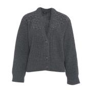 Blomstret Broderet Cardigan med Knaplukning