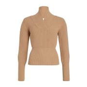 Beige Merino Uld Strik Sweater