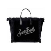 Velvet Vanity Skuldertaske med Rhinestone Logo