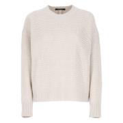 Beige Uld Silke Crewneck Sweater