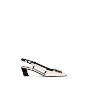 To-tone patent læder slingback pumps