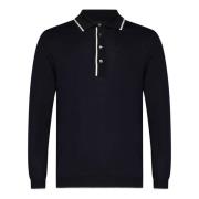 Blå Polo T-shirt med Ribbed Trim