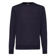 Blå Basic Sweater Girocollo