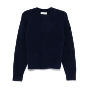 Blå Ribstrikket Sweater