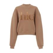 Brun Velvet Sweater med Ribbede Kanter