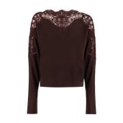 Elegant Lace Boat Neck Sweater