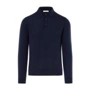 Blå Langærmet Polo Sweater