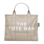 Beige Canvas Tote Taske med Logos