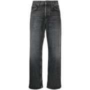 Sorte højtaljede cropped jeans