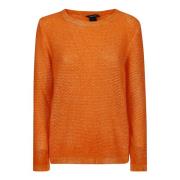 Orange Sweater Italiensk Linned Bomuld