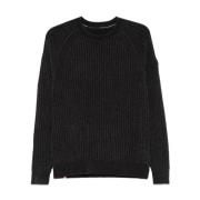 Velour Ribstrikket Sweater Mørkegrå