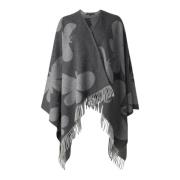 Butterfly Jacquard Uld Poncho Cape