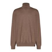 Taupe Uld Høj Krave Sweater