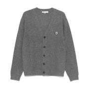 Fox Head Wool Cardigan Sweater