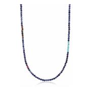 Faceted Dumortierite Necklace with Tiger Eye and Turquoise