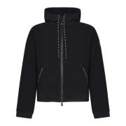 Sort Zip-Up Cardigan med Hætte