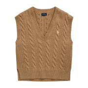 Punto POLO RALPH LAUREN slv vn po-sleeveless-pullover 211949994001 collection camel