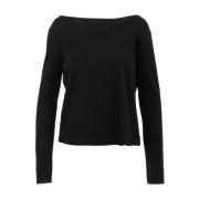 Sort Bateau Hals Sweater