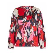 Farverig Print Top Flame Scarlet