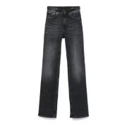 Sort Vasket Denim Straight Leg Jeans