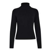 Sort Strik Rullekrave Sweater MI4196