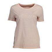 Falmet Pink Bomuld T-shirt med Broderi