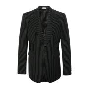 Pinstripe Layered Wool Blend Jacket