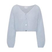 Lysblå Cropped Mohair Cardigan