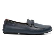 Blå Læder Loafers Casual Flats