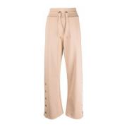 Beige Bomuld Knappesidede Sweatpants