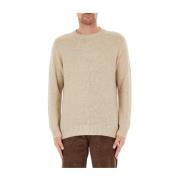 Beige Alpaca Uld Klassisk Sweater