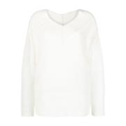 Elegant Mohair V-Neck Sweater Beige