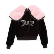 Sort Velour Diamante Bomber Frakke