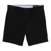 Afslappet Sort Bomuld Elastan Shorts