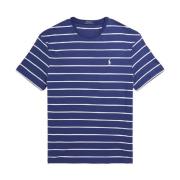 Navy Blue Stribet Klassisk Fit T-shirt