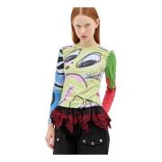 Grafisk Print Jersey Top