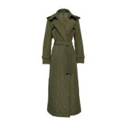 Grøn Quiltet Trenchcoat