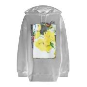 Grafisk Logo Print Bomuld Hoodie Kvinder