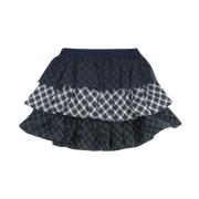 Plaid Ruffle Nederdel Bomuldsblanding