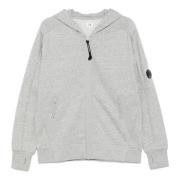 Heather Grey Fleece Hoodie med Linse Detalje