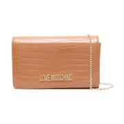 Krokodilleeffekt Beige Clutch Taske