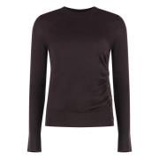 Uld Crew-neck Sweater med Ribbed Kanter