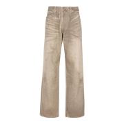 Løstsiddende beige denim jeans