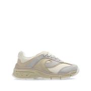 Beige Ruskind Panel Sneakers