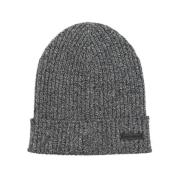 Sort Ribstrikket Beanie Hat