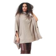 Cashmere Poncho med ¾ Ærmer