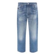 Blå Vasket Denim Jeans